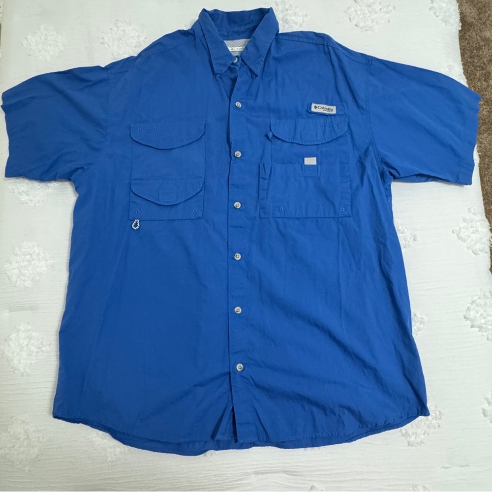 Columbia Men's PFG Blue Button Down Shirt